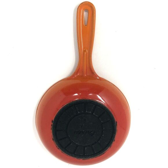 Vintage Casron Flame Orange Enamel Cast Iron Skillet  #2 Pan 6.5" Japan Cookware - Picture 1 of 12